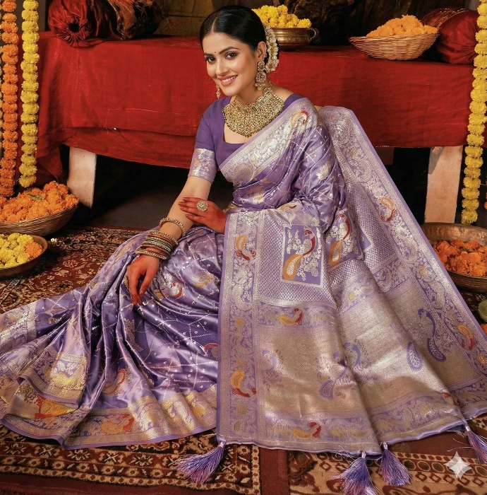  Lavender silk saree