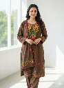 Brown embroidered suit set