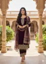 Rich wine-purple embroidered suit set