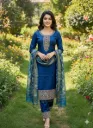 Elegant royal blue embroidered suit set