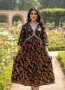Black floral Anarkali-style kurti
