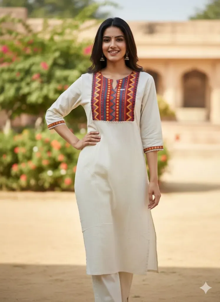 Off-white ethnic kurti
