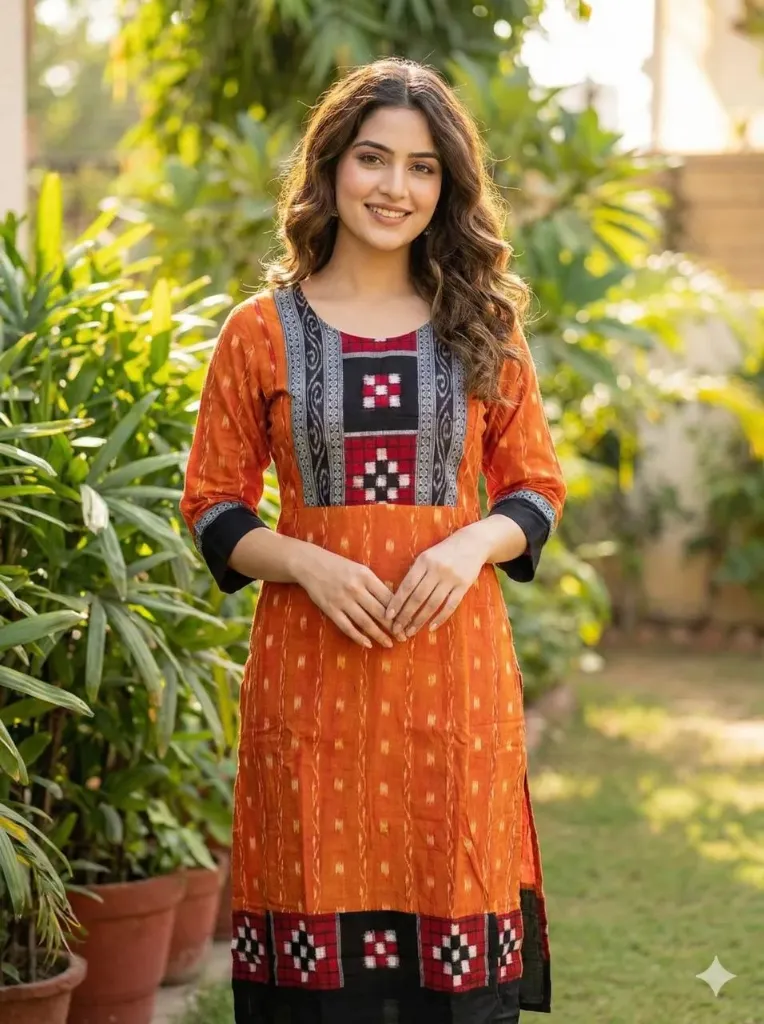 Elegant orange ethnic kurti