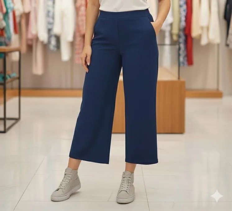 Navy blue wide-leg pantv