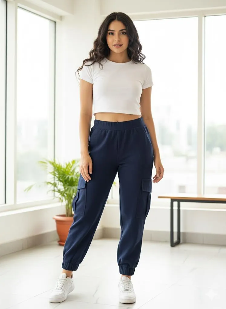 Navy blue cargo jogger pant