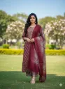 Maroon printed kurta set