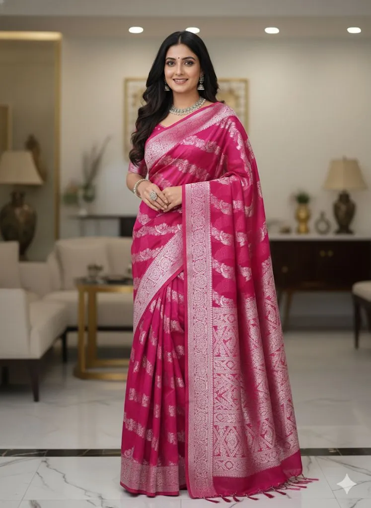 Banarasi Silk Saree with Zari Leheriya Work